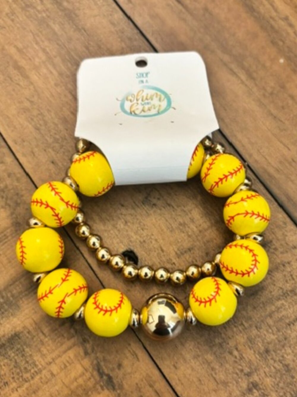 Softball Bracelet Set Yellow & Gold Beaded Game Day Jewelry